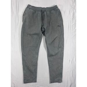 Puma Sweatpants Mens L Heather Gray Fleece Essentials Logo Training Drawstring